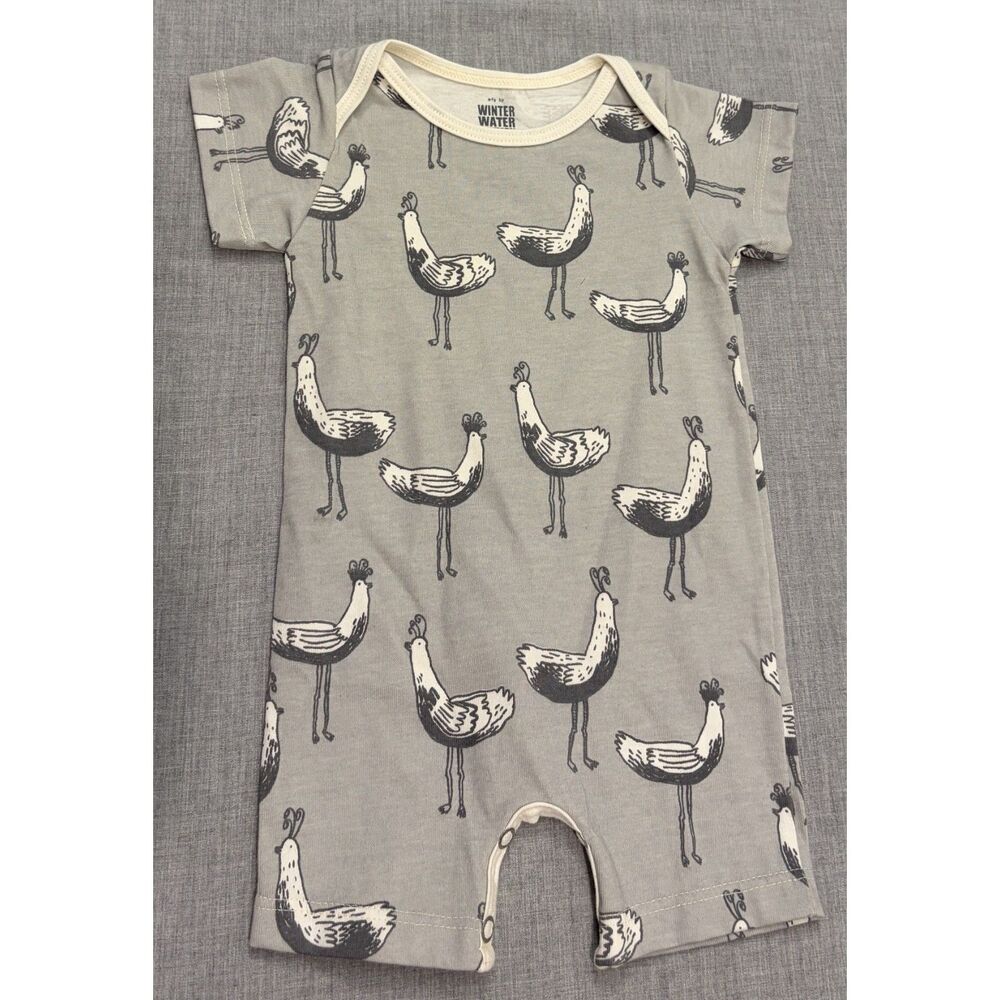 Winter Water Factory Summer One Piece Baby Romper Onesie Chicken Rooster Size 0m